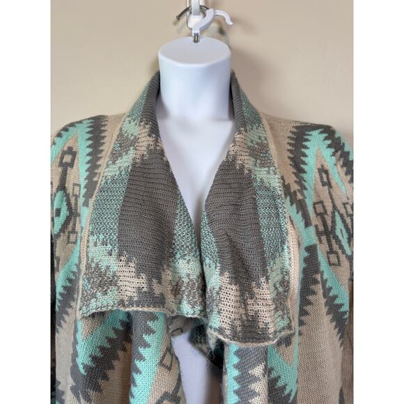 Renee C Womens Sz L Aztec Tribal Southwest Oversized Wool Mohair Knit Cardigan - Picture 4 of 9